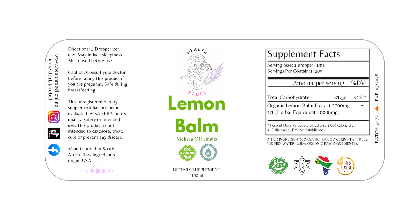 Organic Lemon Balm - 100ml